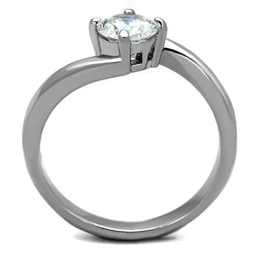 Alamode Rings TK1543 High polished no plating Stainless Steel Ring with AAA Grade CZ in Clear