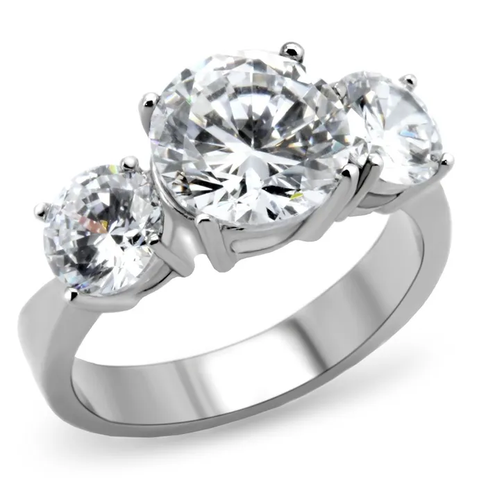 Alamode Rings TK168 High polished no plating Stainless Steel Ring with AAA Grade CZ in Clear Alamode Rings TK168 High polished no plating Stainless Steel Ring with AAA Grade CZ in Clear