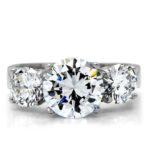 Alamode Rings TK168 High polished no plating Stainless Steel Ring with AAA Grade CZ in Clear