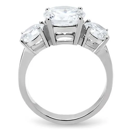 Alamode Rings TK168 High polished no plating Stainless Steel Ring with AAA Grade CZ in Clear