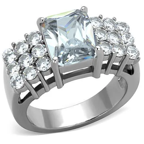 Alamode Rings TK1753 High polished no plating Stainless Steel Ring with AAA Grade CZ in Clear Alamode Rings TK1753 High polished no plating Stainless Steel Ring with AAA Grade CZ in Clear