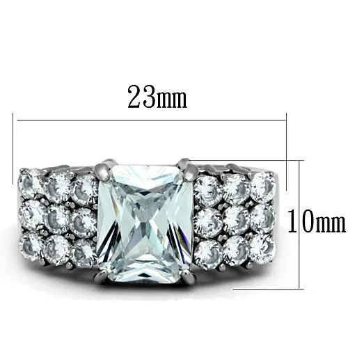 Alamode Rings TK1753 High polished no plating Stainless Steel Ring with AAA Grade CZ in Clear
