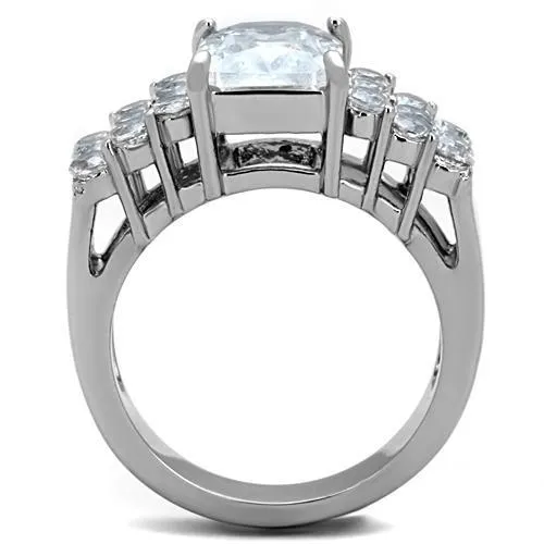 Alamode Rings TK1753 High polished no plating Stainless Steel Ring with AAA Grade CZ in Clear