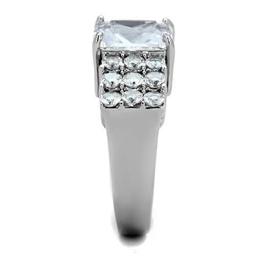 Alamode Rings TK1753 High polished no plating Stainless Steel Ring with AAA Grade CZ in Clear