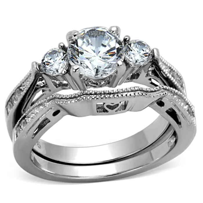 Alamode Rings TK1W002 High polished no plating Stainless Steel Ring with AAA Grade CZ in Clear Alamode Rings TK1W002 High polished no plating Stainless Steel Ring with AAA Grade CZ in Clear
