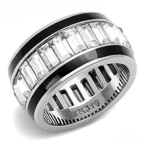 Alamode Rings TK3173 High polished no plating Stainless Steel Ring with Top Grade Crystal in Clear Alamode Rings TK3173 High polished no plating Stainless Steel Ring with Top Grade Crystal in Clear