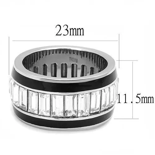 Alamode Rings TK3173 High polished no plating Stainless Steel Ring with Top Grade Crystal in Clear