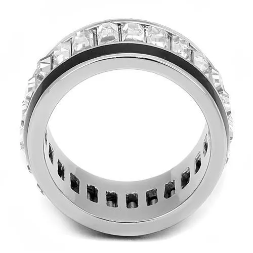 Alamode Rings TK3173 High polished no plating Stainless Steel Ring with Top Grade Crystal in Clear