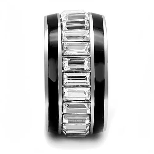 Alamode Rings TK3173 High polished no plating Stainless Steel Ring with Top Grade Crystal in Clear