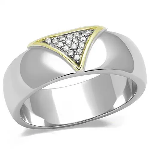 Alamode Rings TK3187 TwoTone IP Gold Ion Plating Stainless Steel Ring with AAA Grade CZ in Clear Alamode Rings TK3187 TwoTone IP Gold Ion Plating Stainless Steel Ring with AAA Grade CZ in Clear