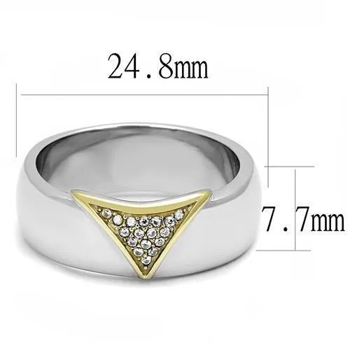 Alamode Rings TK3187 TwoTone IP Gold Ion Plating Stainless Steel Ring with AAA Grade CZ in Clear