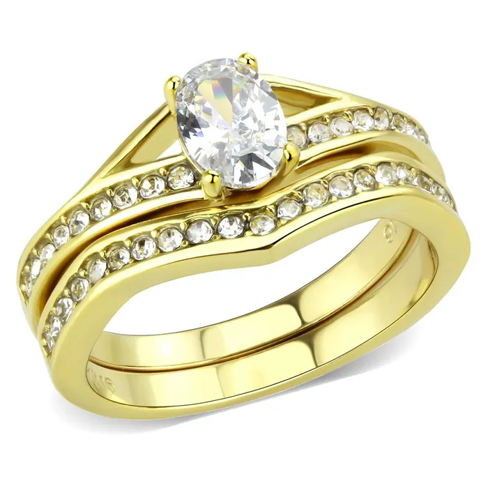 Alamode Rings TK3706 IP GoldIon Plating Stainless Steel Ring with AAA Grade CZ in Clear Alamode Rings TK3706 IP GoldIon Plating Stainless Steel Ring with AAA Grade CZ in Clear