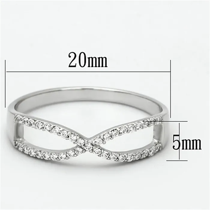 Alamode Rings TS107 Rhodium 925 Sterling Silver Ring with AAA Grade CZ in Clear