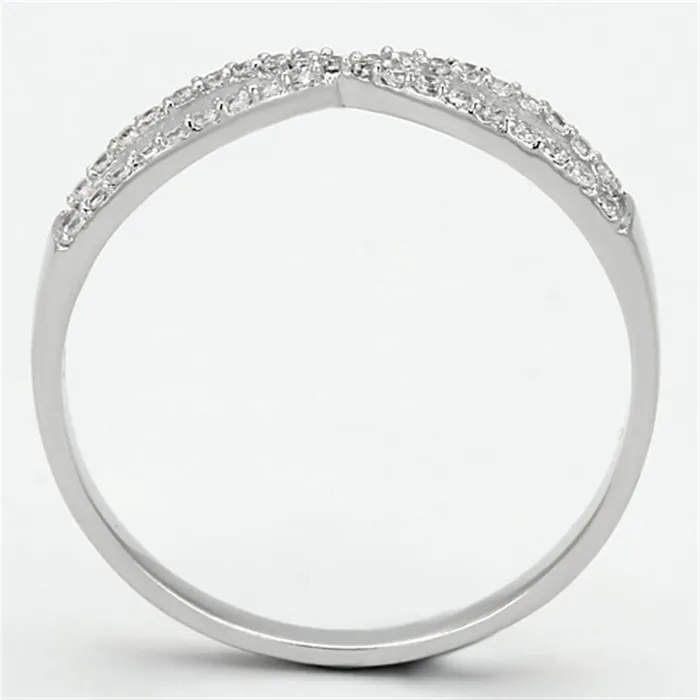 Alamode Rings TS107 Rhodium 925 Sterling Silver Ring with AAA Grade CZ in Clear