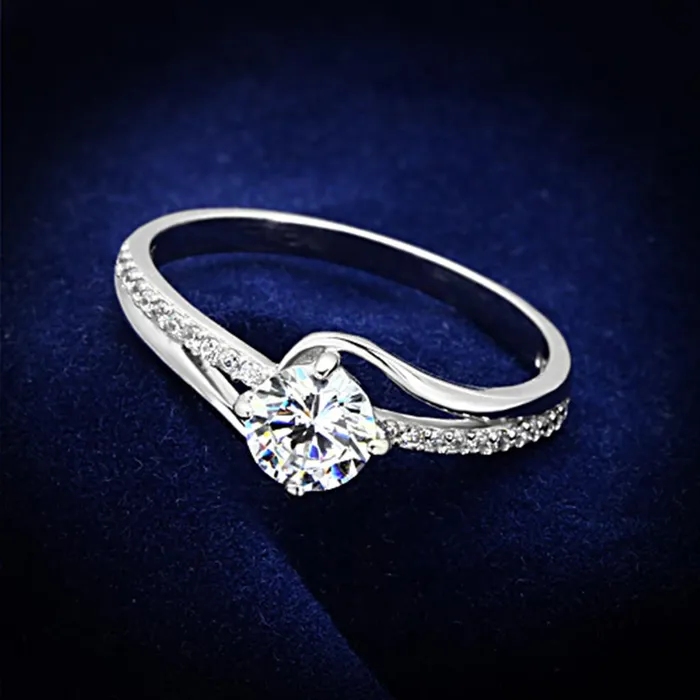 Alamode Rings TS141 Rhodium 925 Sterling Silver Ring with AAA Grade CZ in Clear Alamode Rings TS141 Rhodium 925 Sterling Silver Ring with AAA Grade CZ in Clear