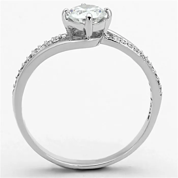 Alamode Rings TS141 Rhodium 925 Sterling Silver Ring with AAA Grade CZ in Clear