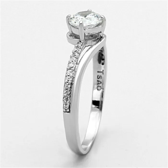 Alamode Rings TS141 Rhodium 925 Sterling Silver Ring with AAA Grade CZ in Clear