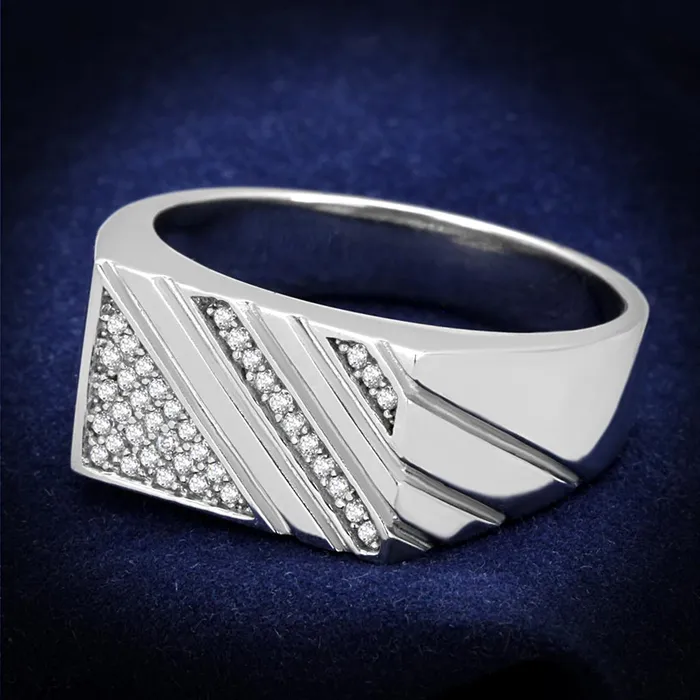 Alamode Rings TS240 Rhodium 925 Sterling Silver Ring with AAA Grade CZ in Clear Alamode Rings TS240 Rhodium 925 Sterling Silver Ring with AAA Grade CZ in Clear