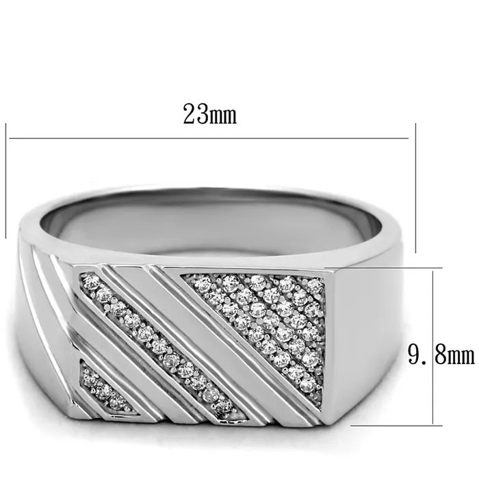Alamode Rings TS240 Rhodium 925 Sterling Silver Ring with AAA Grade CZ in Clear