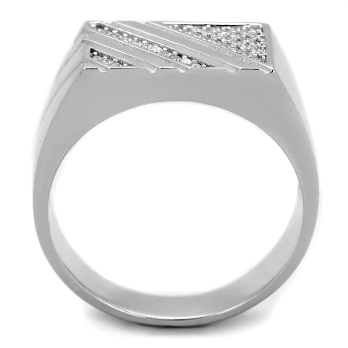 Alamode Rings TS240 Rhodium 925 Sterling Silver Ring with AAA Grade CZ in Clear