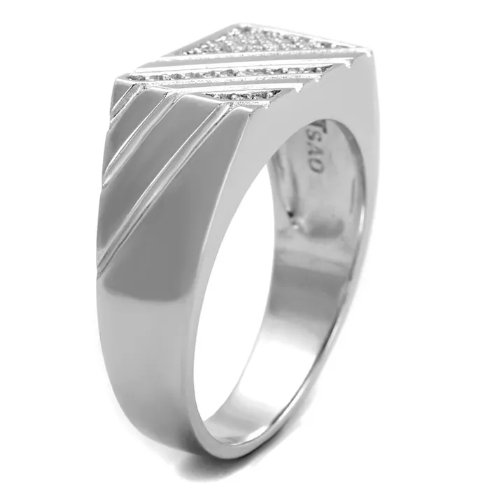 Alamode Rings TS240 Rhodium 925 Sterling Silver Ring with AAA Grade CZ in Clear