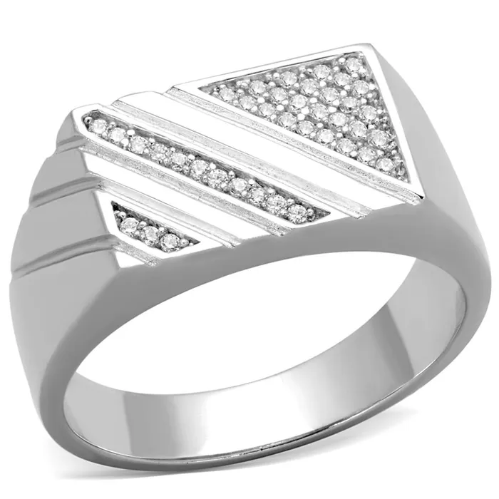 Alamode Rings TS240 Rhodium 925 Sterling Silver Ring with AAA Grade CZ in Clear