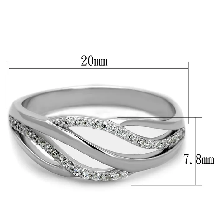 Alamode Rings TS268 Rhodium 925 Sterling Silver Ring with AAA Grade CZ in Clear