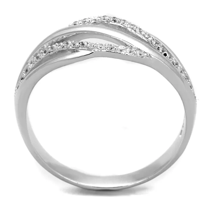 Alamode Rings TS268 Rhodium 925 Sterling Silver Ring with AAA Grade CZ in Clear