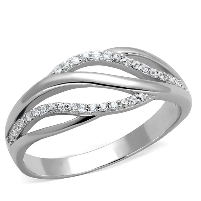 Alamode Rings TS268 Rhodium 925 Sterling Silver Ring with AAA Grade CZ in Clear