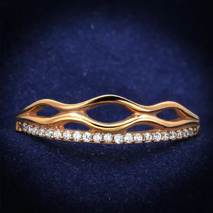 Alamode Rings TS278 Rose Gold 925 Sterling Silver Ring with AAA Grade CZ in Clear Alamode Rings TS278 Rose Gold 925 Sterling Silver Ring with AAA Grade CZ in Clear