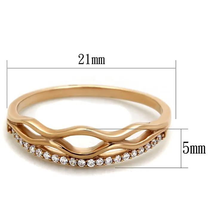 Alamode Rings TS278 Rose Gold 925 Sterling Silver Ring with AAA Grade CZ in Clear