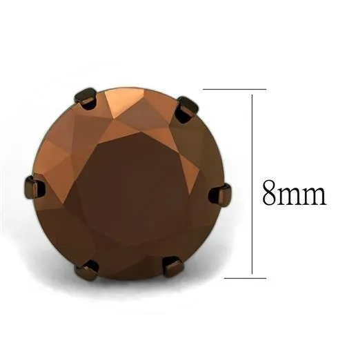 Alamode TK2589 Two Tone IP Light Brown IP Light coffee Stainless Steel Earrings with AAA Grade CZ in Light Coffee Earrings