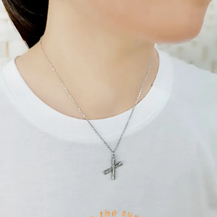 Alamode TK3853X High Polished Stainless Steel Chain Initial Pendant Letter X Necklaces Alamode TK3853X High Polished Stainless Steel Chain Initial Pendant Letter X Necklaces