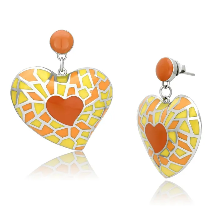 Alamode TK911 High polished no plating Stainless Steel Earrings with Epoxy in Multi Color Earrings