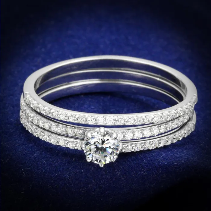 Alamode TS347 Rhodium 925 Sterling Silver Ring with AAA Grade CZ in Clear Rings Alamode TS347 Rhodium 925 Sterling Silver Ring with AAA Grade CZ in Clear Rings