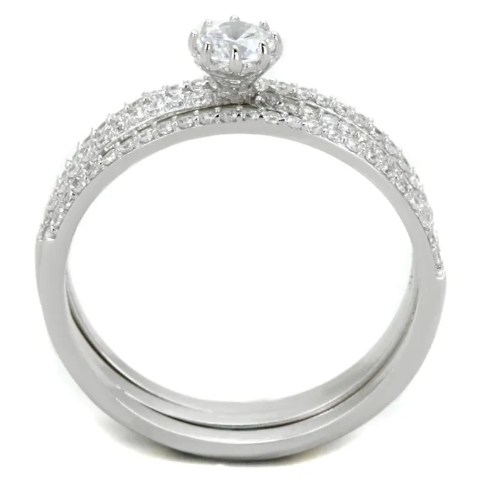 Alamode TS347 Rhodium 925 Sterling Silver Ring with AAA Grade CZ in Clear Rings