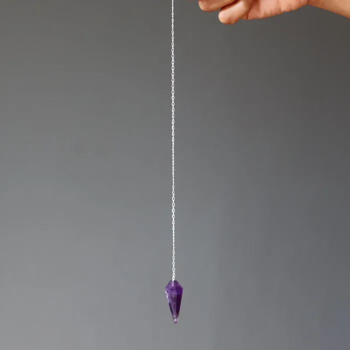 Amethyst Pendulum Answer Me Sterling Silver Satin Crystals Rings
