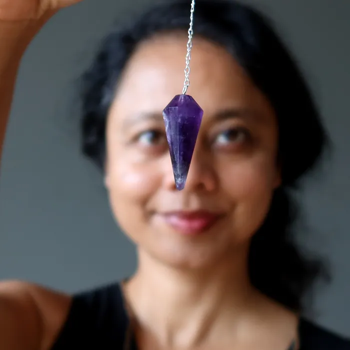 Amethyst Pendulum Answer Me Sterling Silver Satin Crystals Rings