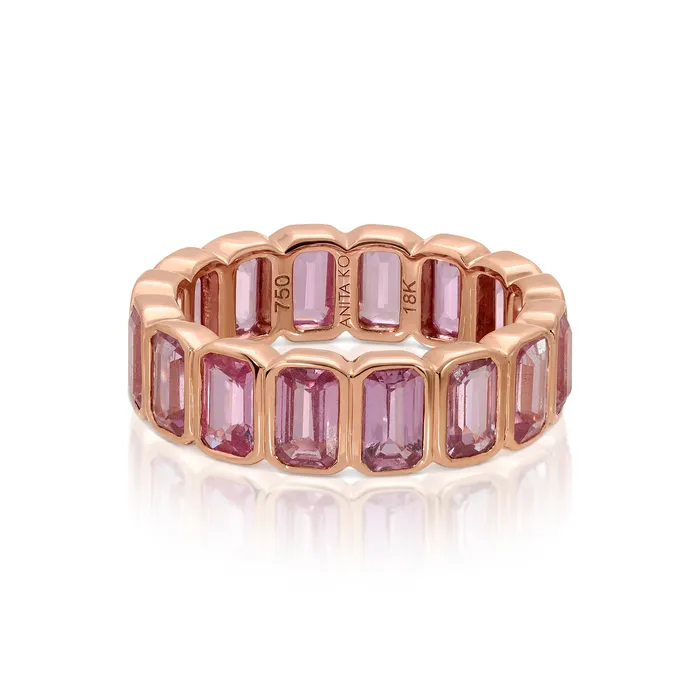 anitako BEZELED EMERALD CUT PINK SAPPHIRE RING Rings