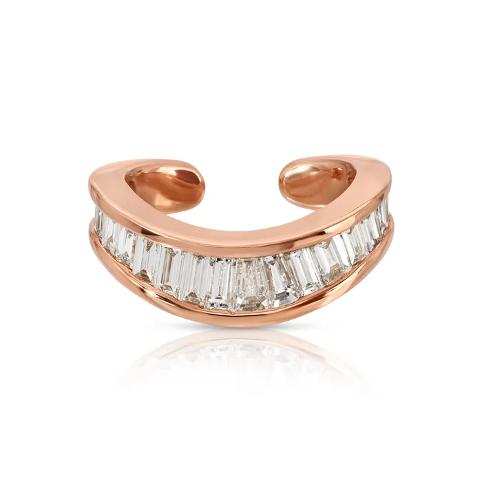anitako Earrings BAGUETTE DIAMOND CURVED EAR CUFF