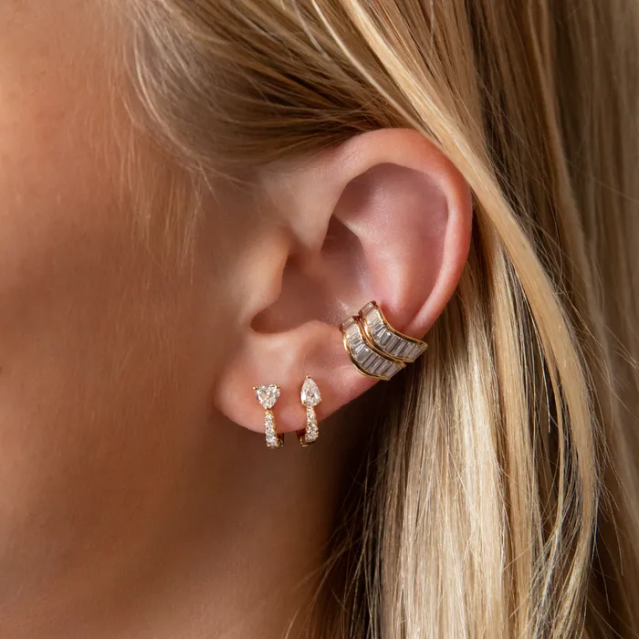 anitako Earrings BAGUETTE DIAMOND CURVED EAR CUFF