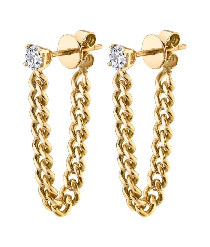 anitako Earrings ROUND DIAMOND CUBAN LINK LOOP EARRINGS PAIR