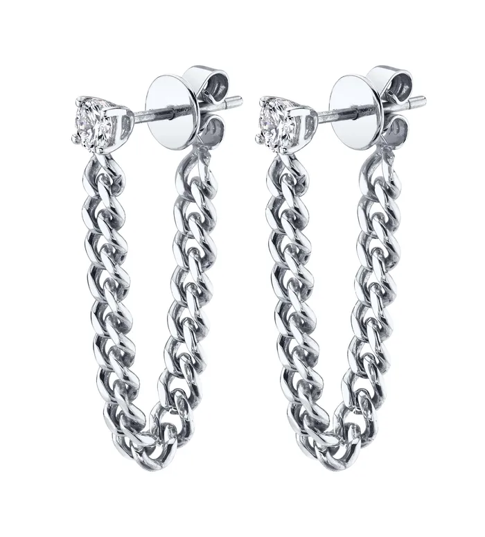 anitako Earrings ROUND DIAMOND CUBAN LINK LOOP EARRINGS PAIR