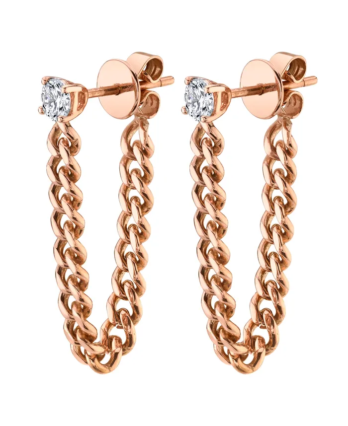 anitako Earrings ROUND DIAMOND CUBAN LINK LOOP EARRINGS PAIR