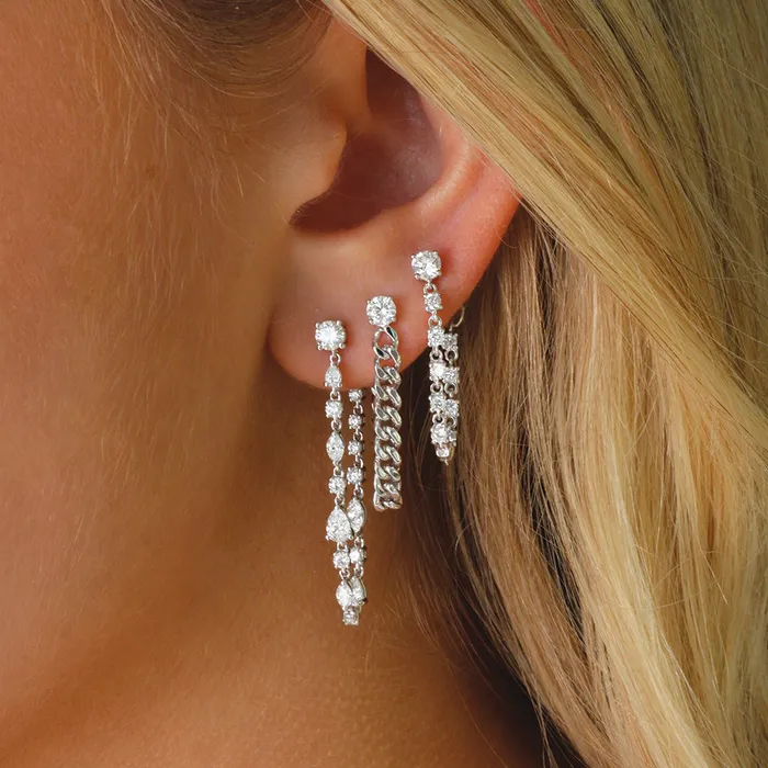 anitako Earrings ROUND DIAMOND CUBAN LINK LOOP EARRINGS PAIR