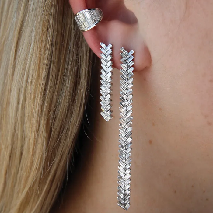 anitako Earrings SHORT BAGUETTE DIAMOND ZIPPER EARRINGS