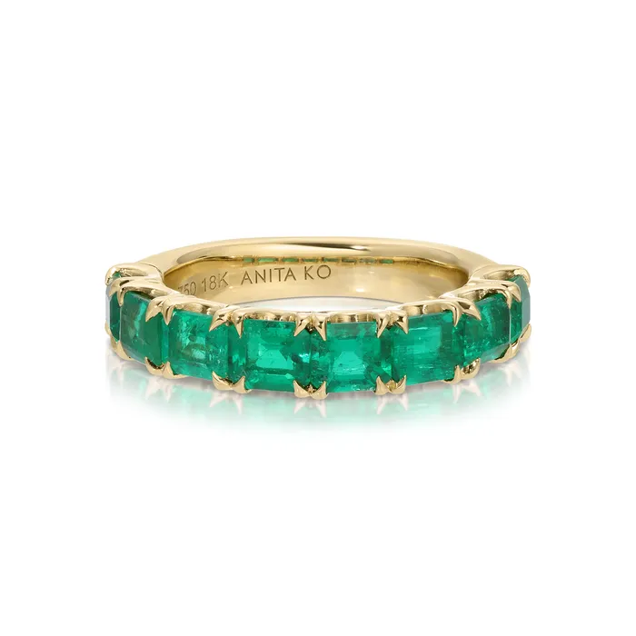anitako Rings EMERALD CUT EMERALD HALF BAND