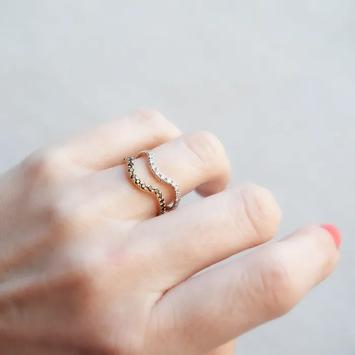 Black Diamond Nesting Band Lauren Wolf Jewelry Rings