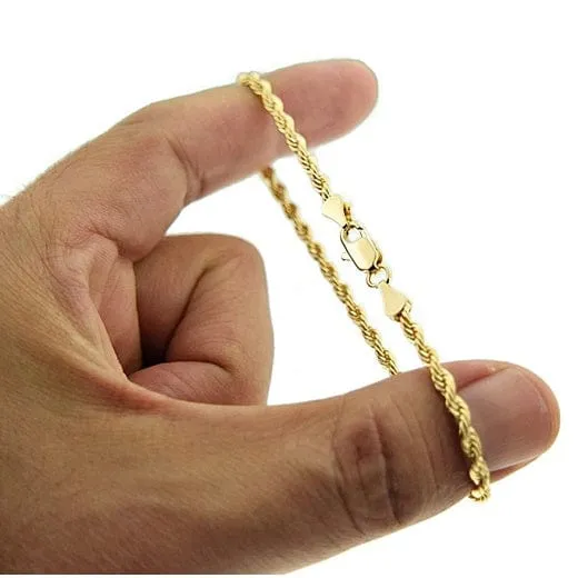 Bling Cartel Admin 14K Gold Plated Rope Chain Bracelet 9 x 3MM Bracelets