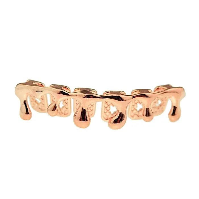 Bling Cartel Admin 14K Rose Gold Plated Drip Bottom Teeth Grillz Earrings